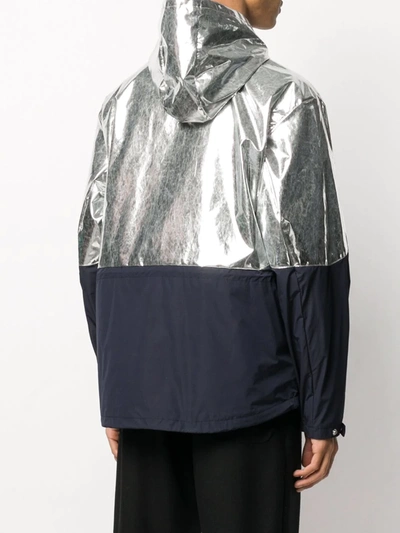 Moncler Quinic Navy And Silver Shell Jacket In Silver