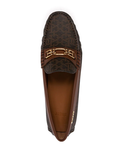 Shop Bally Lezy Monogram-print Loafers In Braun