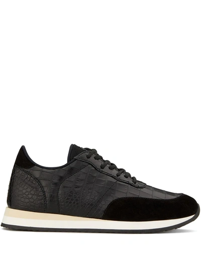 Shop Giuseppe Zanotti Low Top Panelled Sneakers In Black