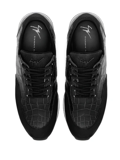 Shop Giuseppe Zanotti Low Top Panelled Sneakers In Black