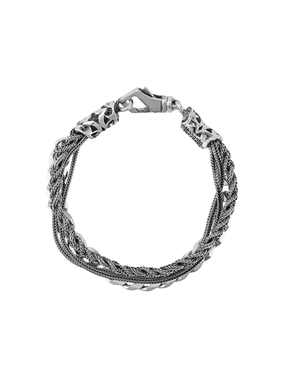 Shop Emanuele Bicocchi Braid And Chain Bracelet In Silver
