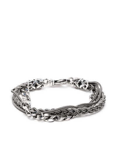 Shop Emanuele Bicocchi Braid And Chain Bracelet In Silver