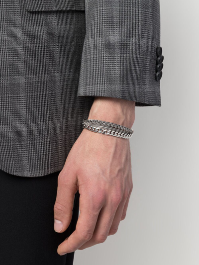Shop Emanuele Bicocchi Braid And Chain Bracelet In Silver