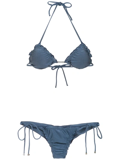 Lygia & Nanny Zaira Triangle Top Bikini Set In Blue