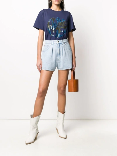 Shop Alberta Ferretti Love Sequin T-shirt In Blue