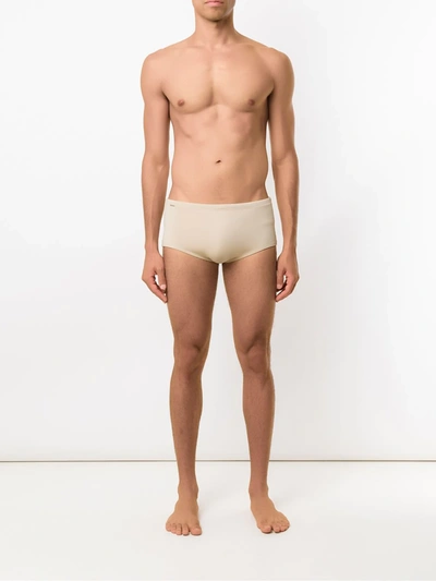 Shop Amir Slama Plain Swim Trunks In Neutrals