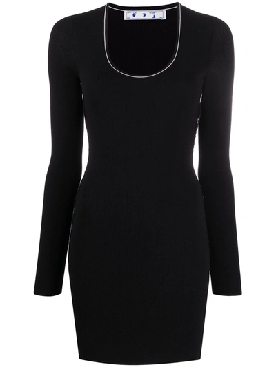 Shop Off-white Logo-embellished Side Panelled Dress In Black