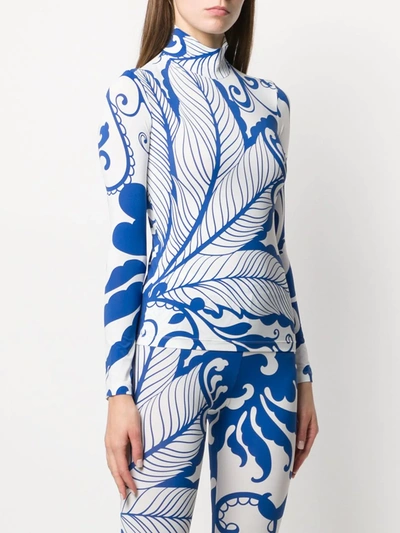 Shop La Doublej X Mantero Marea Blu Printed Turtleneck Top In Blue