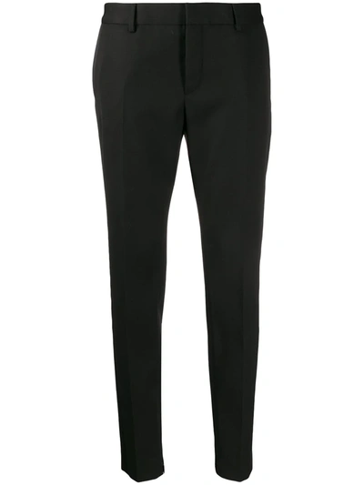 Shop Saint Laurent Satin Stripe Tailored Trousers In Black