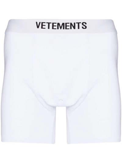 Shop Vetements Logo Waistband Boxer Briefs In White