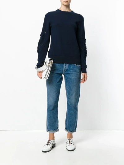 Barrie Romantic Timeless Cashmere Round Neck Pullover In Blue