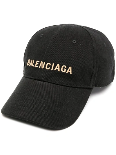 Shop Balenciaga Embroidered Logo Baseball Cap In Black