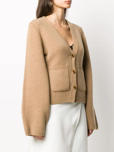 Khaite Scarlett Heavy Cashmere Knit Cardigan In Brown