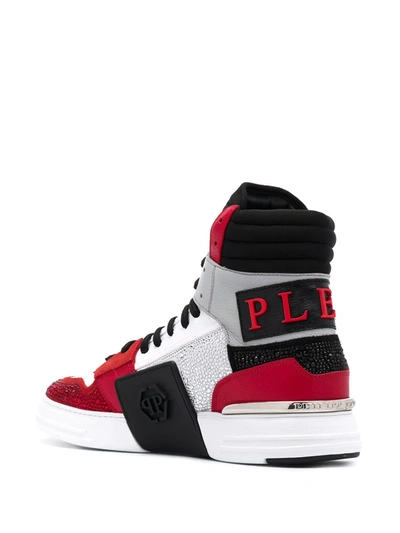 Shop Philipp Plein Contrast Hi-top Sneakers In Red
