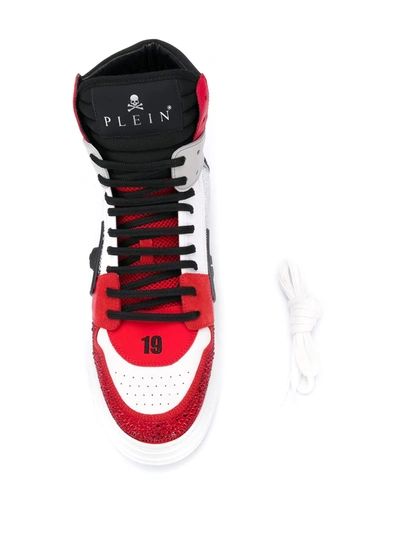 Shop Philipp Plein Contrast Hi-top Sneakers In Red