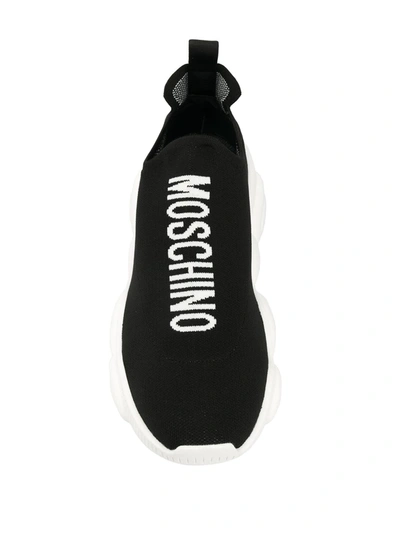 Shop Moschino Logo Slip-on Sneakers In Black