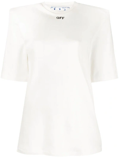 Shop Off-white Logo-print Shoulder Pad T-shirt In White