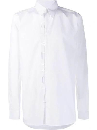 Shop Givenchy Front Embroidered Logo Shirt In White