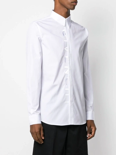 Shop Givenchy Front Embroidered Logo Shirt In White
