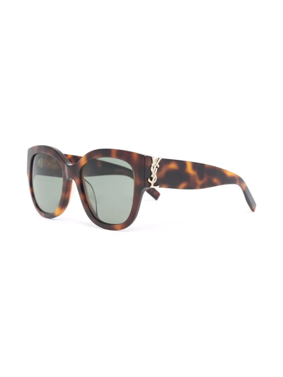 Shop Saint Laurent Tortoiseshell-effect Tinted Sunglasses In Brown