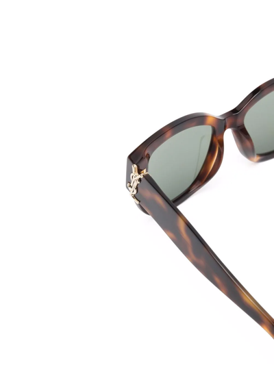 Shop Saint Laurent Tortoiseshell-effect Tinted Sunglasses In Brown