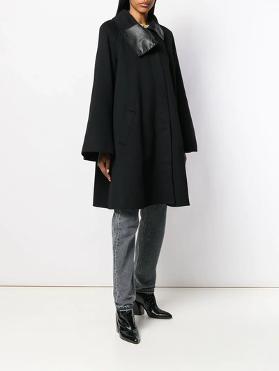 Pre-owned Jean Paul Gaultier 1990's Asymmetric Collar A-line Coat In Black
