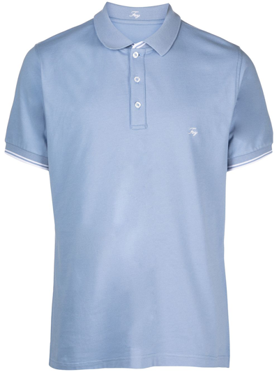 Shop Fay Embroidered-logo Cotton Polo Shirt In Blue