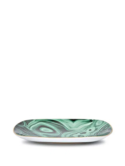 L'objet Malachite Rectangular Tray - Small In Green