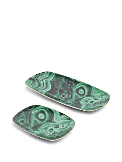L'objet Malachite Rectangular Tray - Small In Green