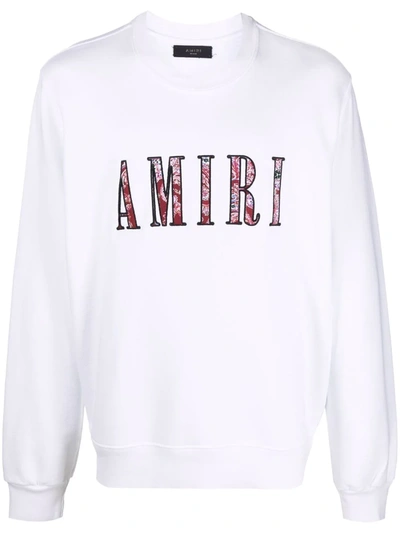 Shop Amiri Logo-patch Long-sleeve Sweatshirt In White