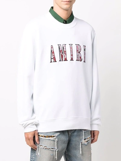 Shop Amiri Logo-patch Long-sleeve Sweatshirt In White