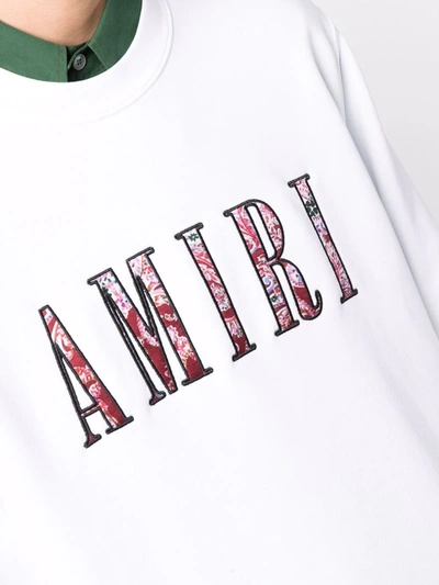 Shop Amiri Logo-patch Long-sleeve Sweatshirt In White