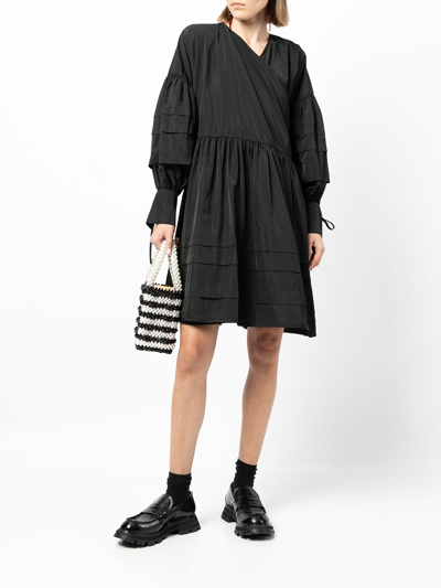 Cecilie Bahnsen Wide Wrap Dress In Schwarz