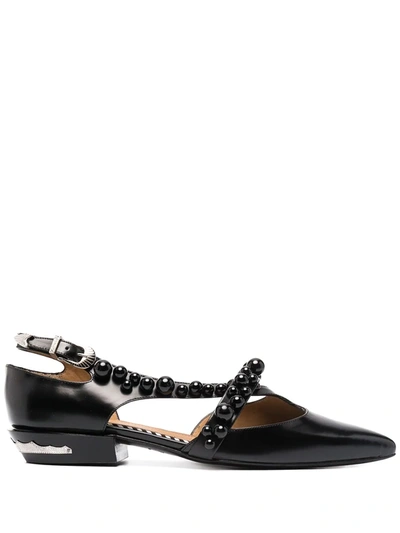 Shop Toga Pointed Side-buckle Ballerinas In Black