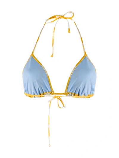 La Doublej Pineapple-print Triangle Bikini Top In Yellow