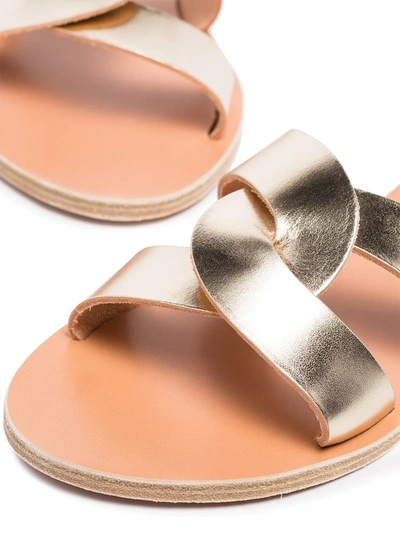 Ancient Greek Sandals Desmos Cutout Metallic Leather Slides In Gold