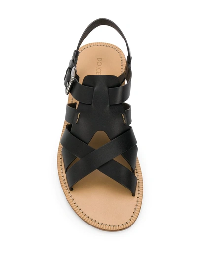 Shop Dolce & Gabbana Strappy Flat Sandals In Black