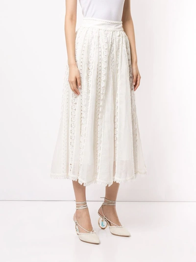 Shop Zimmermann Super Eight Butterfly-lace Midi Skirt In White