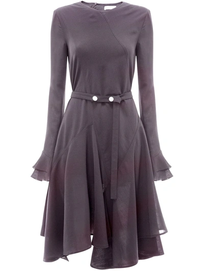 Shop Jw Anderson Godet Ruffled Hem Dress In Black
