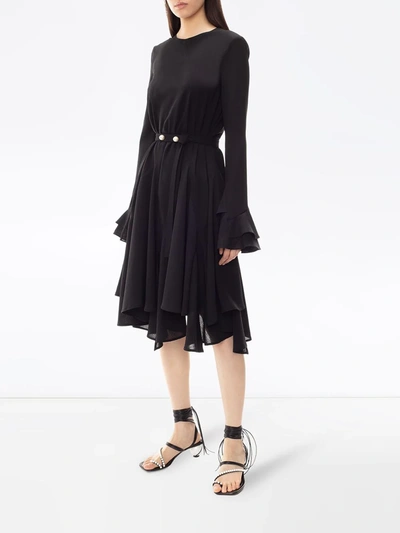 Shop Jw Anderson Godet Ruffled Hem Dress In Black