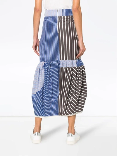 Shop Marni Multi Striped Tie Front Skirt In Blue