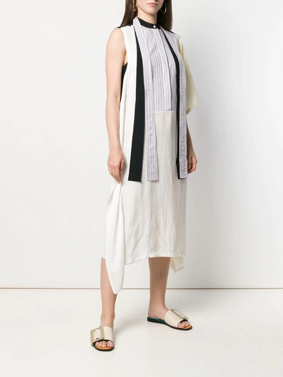 Shop Jw Anderson Multi-layered Midi Dress In Neutrals
