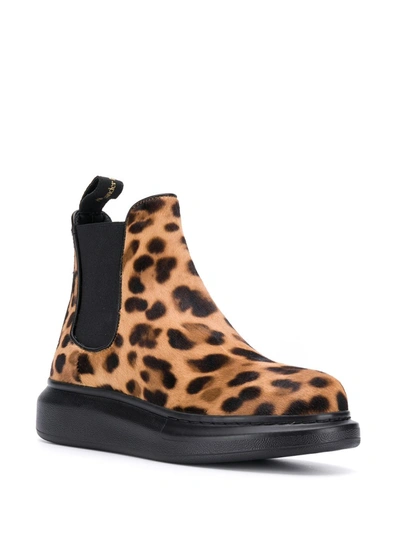 ALEXANDER MCQUEEN LEOPARD PRINT CHELSEA BOOTS - 棕色