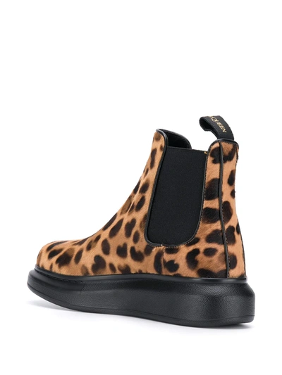 Shop Alexander Mcqueen Leopard Print Chelsea Boots In Brown