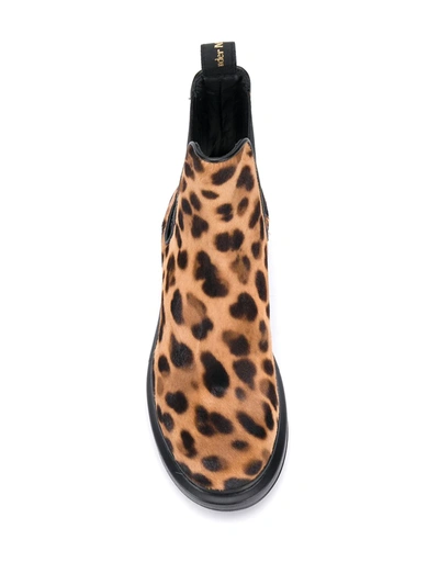 ALEXANDER MCQUEEN LEOPARD PRINT CHELSEA BOOTS - 棕色