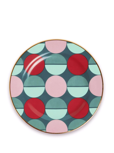 Shop La Doublej Circle Print Plates (set Of Two) In Green