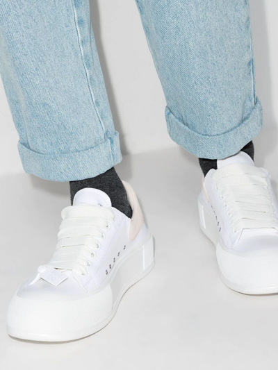 Shop Alexander Mcqueen Deck Plimsoll Lace-up Sneakers In White