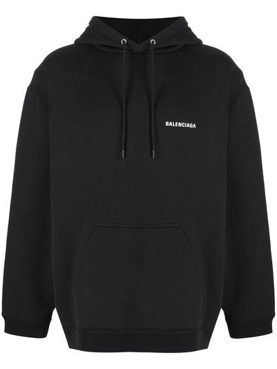 Shop Balenciaga Logo-print Hoodie In Black