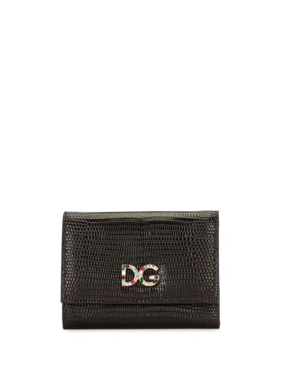 Shop Dolce & Gabbana French Flap Logo Wallet In Brown
