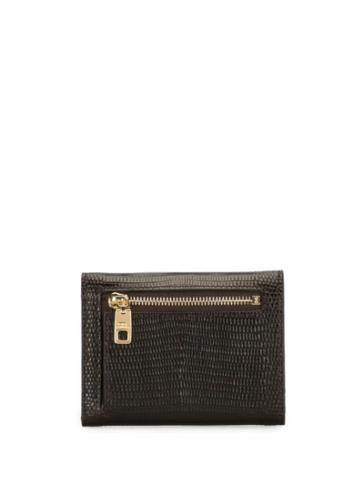 Shop Dolce & Gabbana French Flap Logo Wallet In Brown